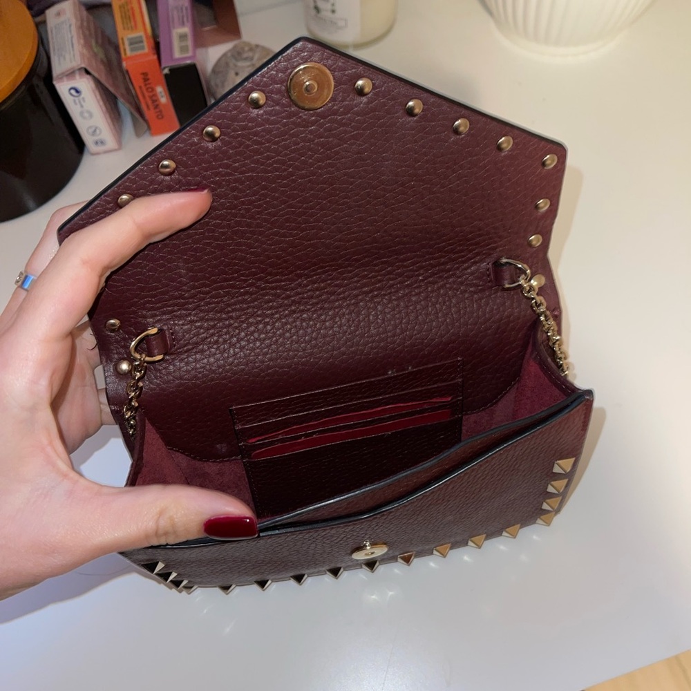 Valentino Burgundy Leather Clutch